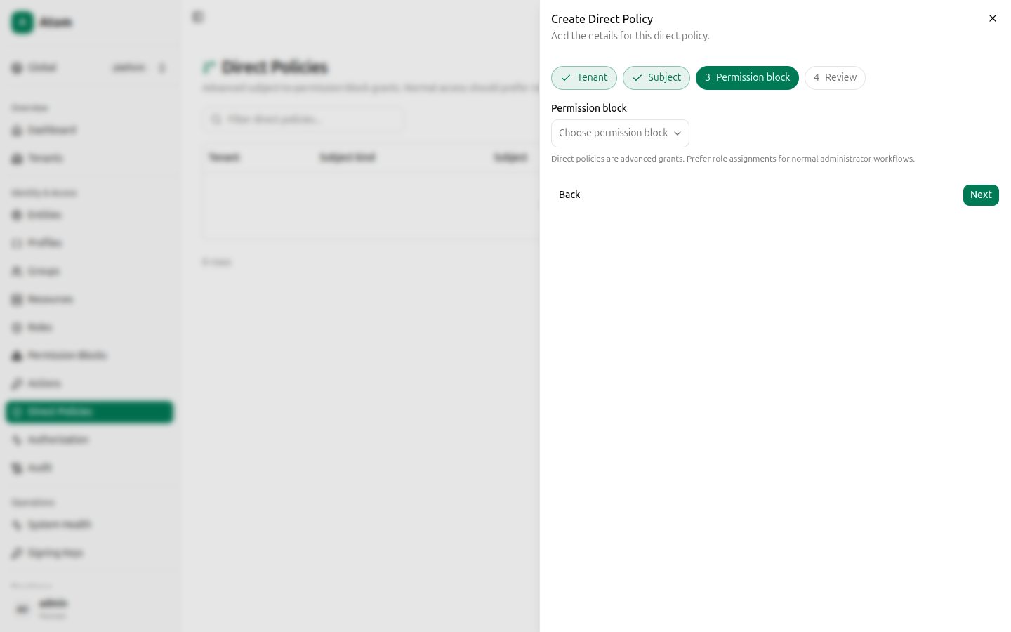 Permission block step