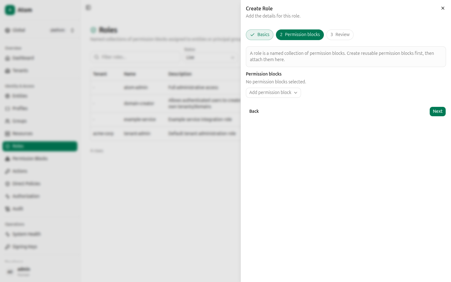 Permission blocks step